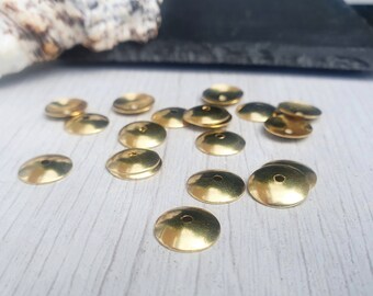 20pcs of 10mm Plain Raw Brass Bead Caps | Brass Metal Flower Caps