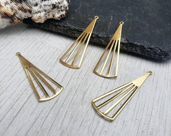 38.5 x 12.5mm Raw Brass Triangle Pendants | 4 Pcs