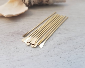 16g (1.25mm) Brass Paddle Pins | 10 PCs | Choice of Length | Jewellery Components