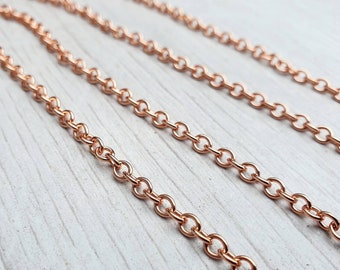 5/10/20 ft of 3.42mm Genuine Copper OVAL Cable Chain | 3.42 x 4.08mm Links | Unsoldered Chain