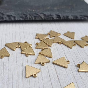 9.5 x 8mm Raw Brass Small Triangle Charms | 20 Pcs