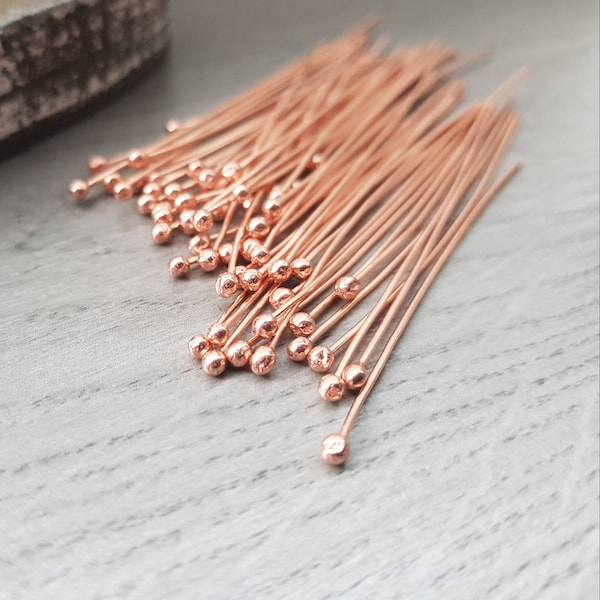 20g (0.8mm) Solid Copper Ball Head Pins | Jewellery Components