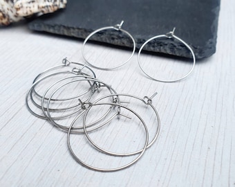 25mm Stainless Steel Hoop Ear Wires | Hoop Earrings | 4 Pairs