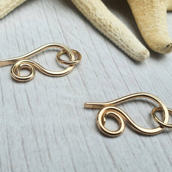 14K Gold Filled Hook And Eye Clasp | Handmade Findings | 16 Gauge