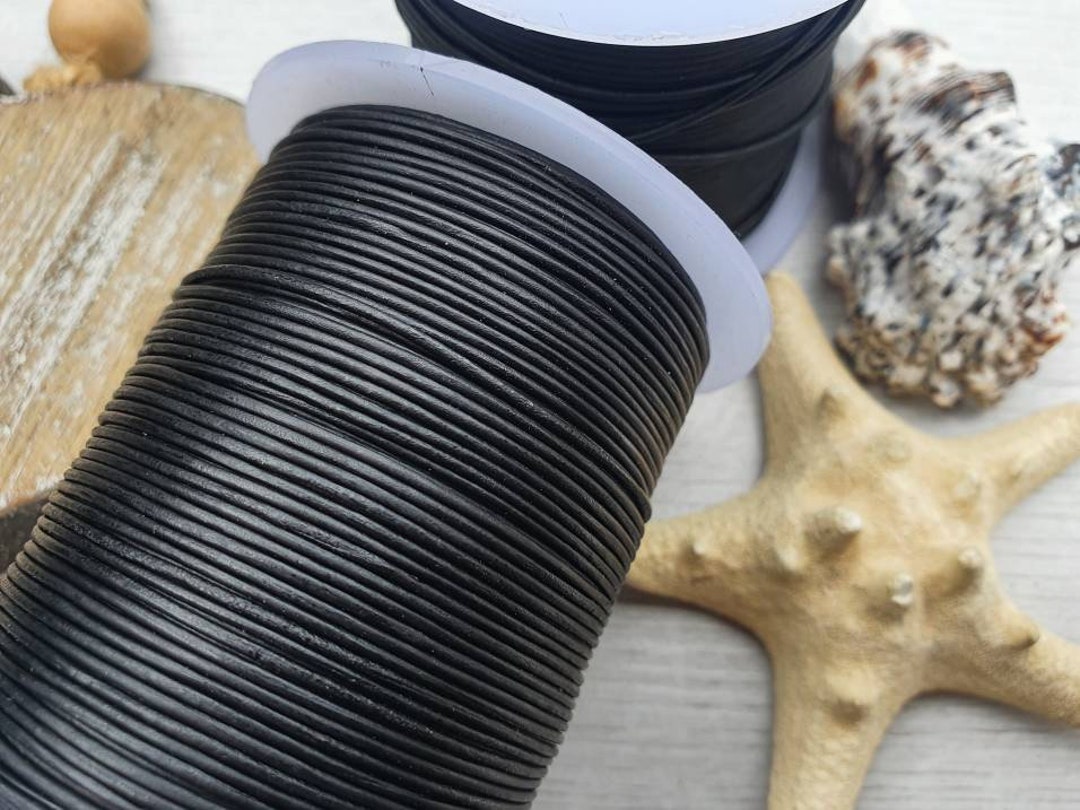 1mm Black Natural Dye Round Leather Cord 1mm Leather Cord for Jewellery