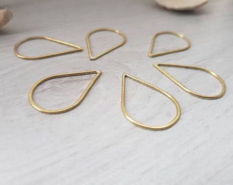 Small Brass Teardrop Connectors | Earring Components | 17 x 27 mm | 6 Pieces