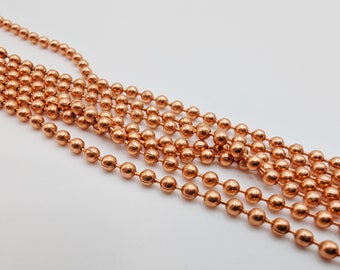 2.4 mm Copper Ball Chain | Raw Copper Chain | 5/10/15/20 Foot Lengths
