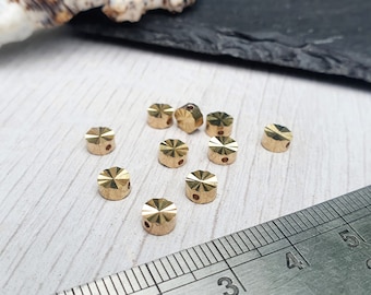 5 x 2.5mm Raw Brass Carved Disc Beads | Brass Spacer Beads | 10 Pcs