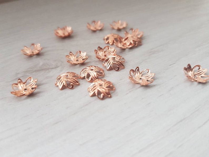 20pcs 10mm Genuine Copper Bead Caps Genuine Copper Findings Jewellery Findings image 4