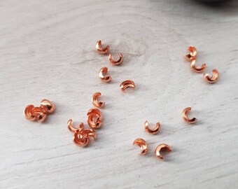 3mm Genuine Copper Crimp Bead Covers | 20 Pieces