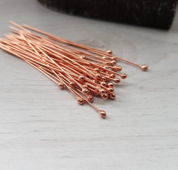 22g Solid Copper Ball Head Pins | 0.6mm Wire | Raw Copper Jewellery Findings