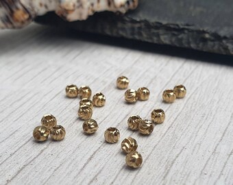 2.8mm Raw Brass Laser Cut Corrugated Beads | Corrugated Brass Beads | 20 Pcs