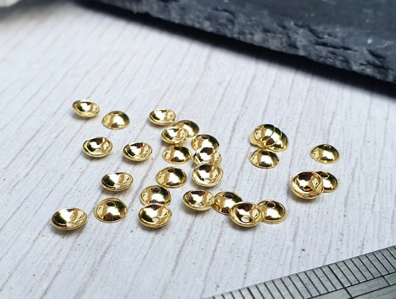 Flat Gold Filigree Bead Caps - 5 count