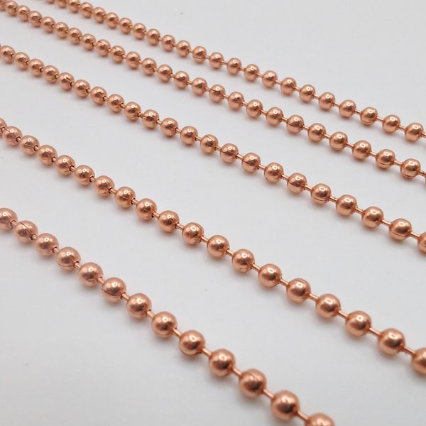 3.2 mm Copper Ball Chain | Raw Copper Chain | 5/10/15/20 Foot Lengths