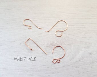 Variety Pack 2 | Raw Copper Handmade Ear Wires | 4 Pairs