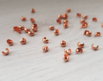 20pcs 3mm Genuine Copper Crimp Bead Covers | Diamond Pattern | Crimp Beads