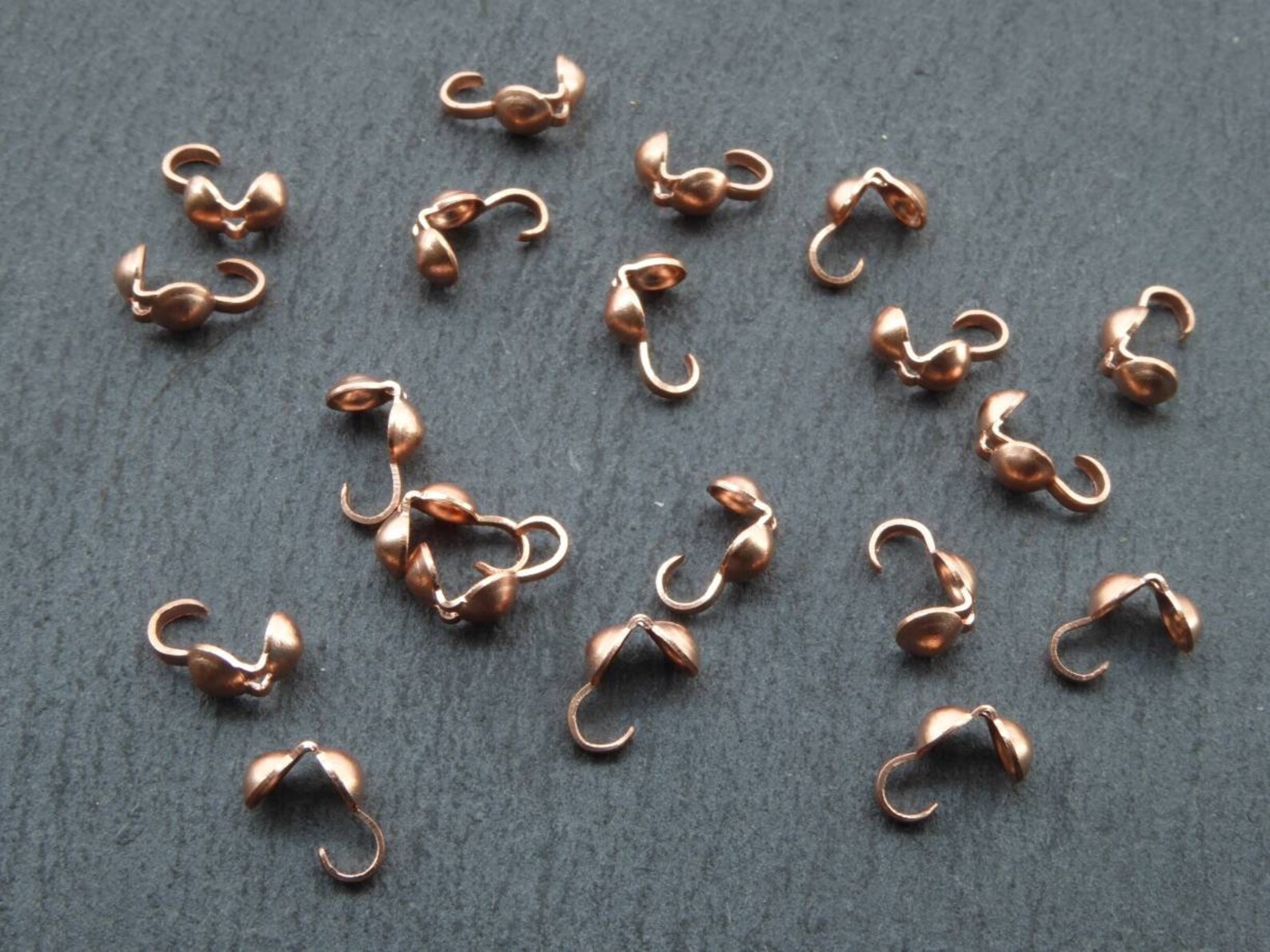 20pcs Genuine Copper Clamshell Bead Tips 3.4mm Bead Tips Etsy