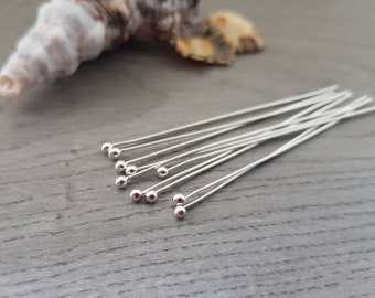 22g Fine Silver Ball Head Pin | Handmade Jewellery Components | 10/50/100 Pieces