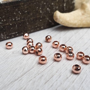 3mm Rose Gold Plated Round Spacer Beads | 20Pcs