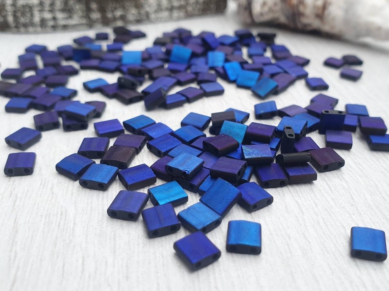 5 x 5mm Matte Azuro Tila Beads Miyuki Tila Beads 50 Pcs imagem 2