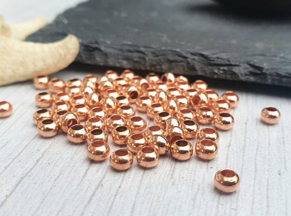 4mm Copper Rondelle Beads Genuine Copper Beads 4mm Beads 50 Pcs 