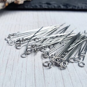 22g Stainless Steel Eye Pins | 35mm Eye Pins | 50 Pieces