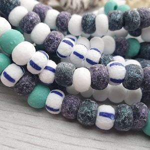 33/0 Van Gogh Etched Turquoise Seed Bead Mix | 6 Inch Strand