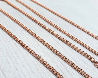 2.85 x 4.06 mm Genuine Copper Single Patterned Curb Chain | 2.85 x 4.06 mm Links | Unsoldered Chain | BY THE FOOT