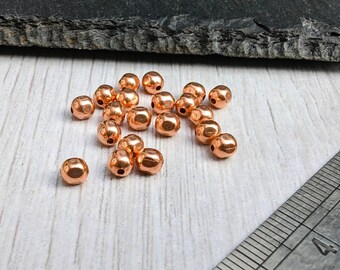 4mm Facetted Copper Beads | Genuine Copper Beads | 20 Pcs