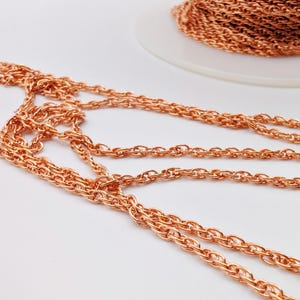 5/10 ft of 2.53 mm Genuine Copper UNSOLDERED Rope Chain | 2.53 x 3.58 mm Links