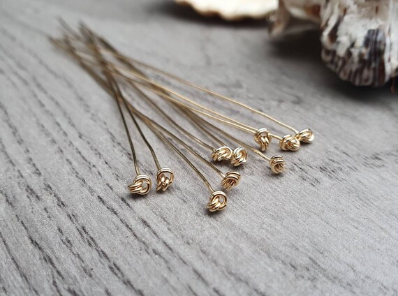 14K Gold Filled Twist Eye Pins Headpins, Gold Filled Eye Pins for