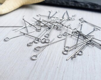 22g Stainless Steel Eye Pins | 20mm Eye Pins | 50 Pieces