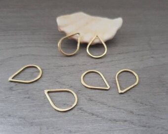 Petite Brass Teardrop Connectors | Earring Components | 11 x 16 mm | 6 Pcs