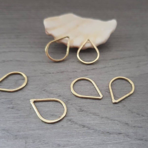 Connecteurs Petite Laiton Teardrop | Composants de boucles d’oreilles | 11 x 16 mm | 6 pièces