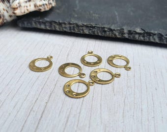 13 x 10mm Raw Brass Circle Connectors | 6 Pcs