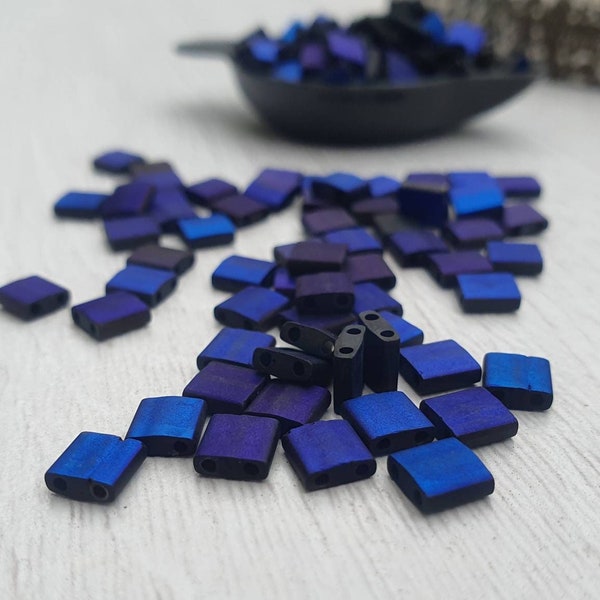 5 x 5 mm perles de rocaille bleu azur mat | Perles Miyuki Tila | 50 pièces
