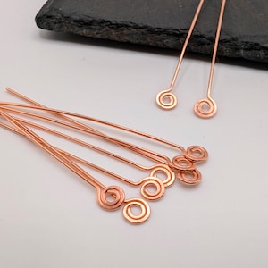 Copper Spiral Headpins  | Jewellery Components | 10 Pcs