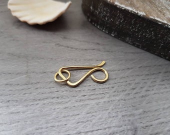 Raw Brass Angled Hook And Eye Clasp | Handmade Findings | 16 Gauge