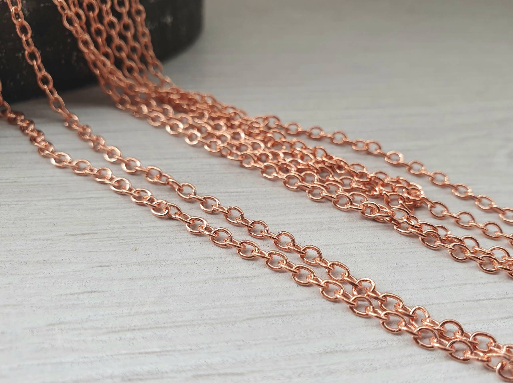 Solid Copper Necklace Chains Bead Chain Necklace Set NC22 Fine Copper 2.4  mm Ball Chain Necklace Chains 24 Inch Chain Bulk Lot of 10