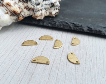10 x 5.3mm Raw Brass Semi Circle Connectors | 6 Pcs