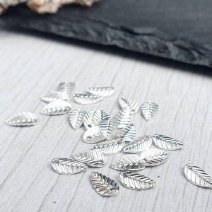 4 x 7mm Silver Plated Leaf Charms | 25 Pcs