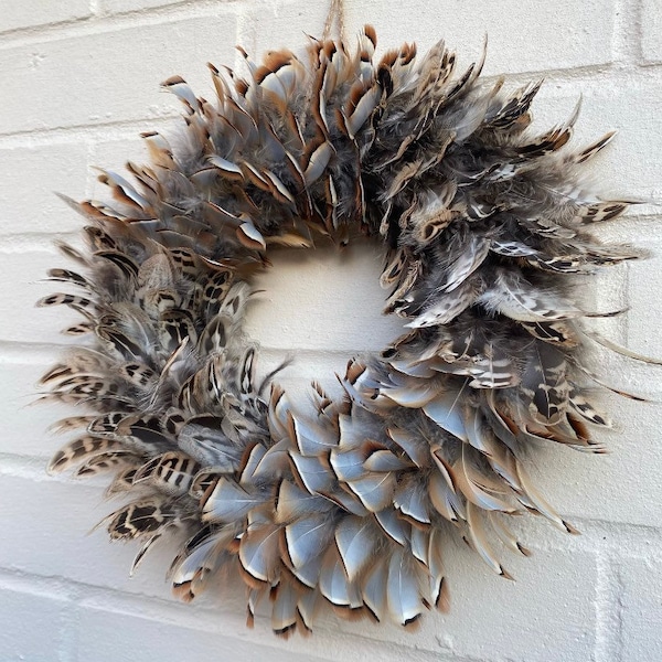 Farmhouse wreath | Farmhouse decor | Cottage decor | Country wreath | Feather wreath | House warming gift | Natural wreath | 25-30cm