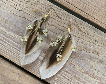 Feather earrings | Real feather earrings | Natural feather | Bohemian style | Festival Jewellery | Statement earrings