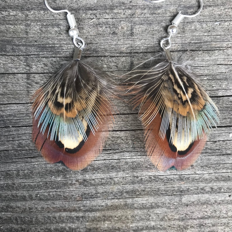 Feather Earrings Feather Real Feather Earrings Natural Etsy
