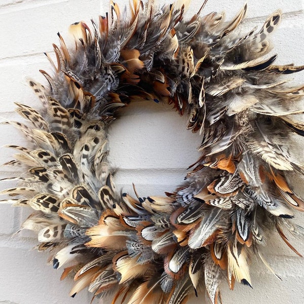 Feather wreath | Natural wreath | Autumn wreath |  Farmhouse decor | Maximalist decor | Pheasant feathers | Easter decorations | 25-30cm