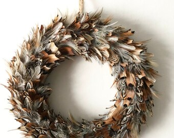 Centre De Table Couronne En Plumes De Faisan - Marron - Thème Chasse