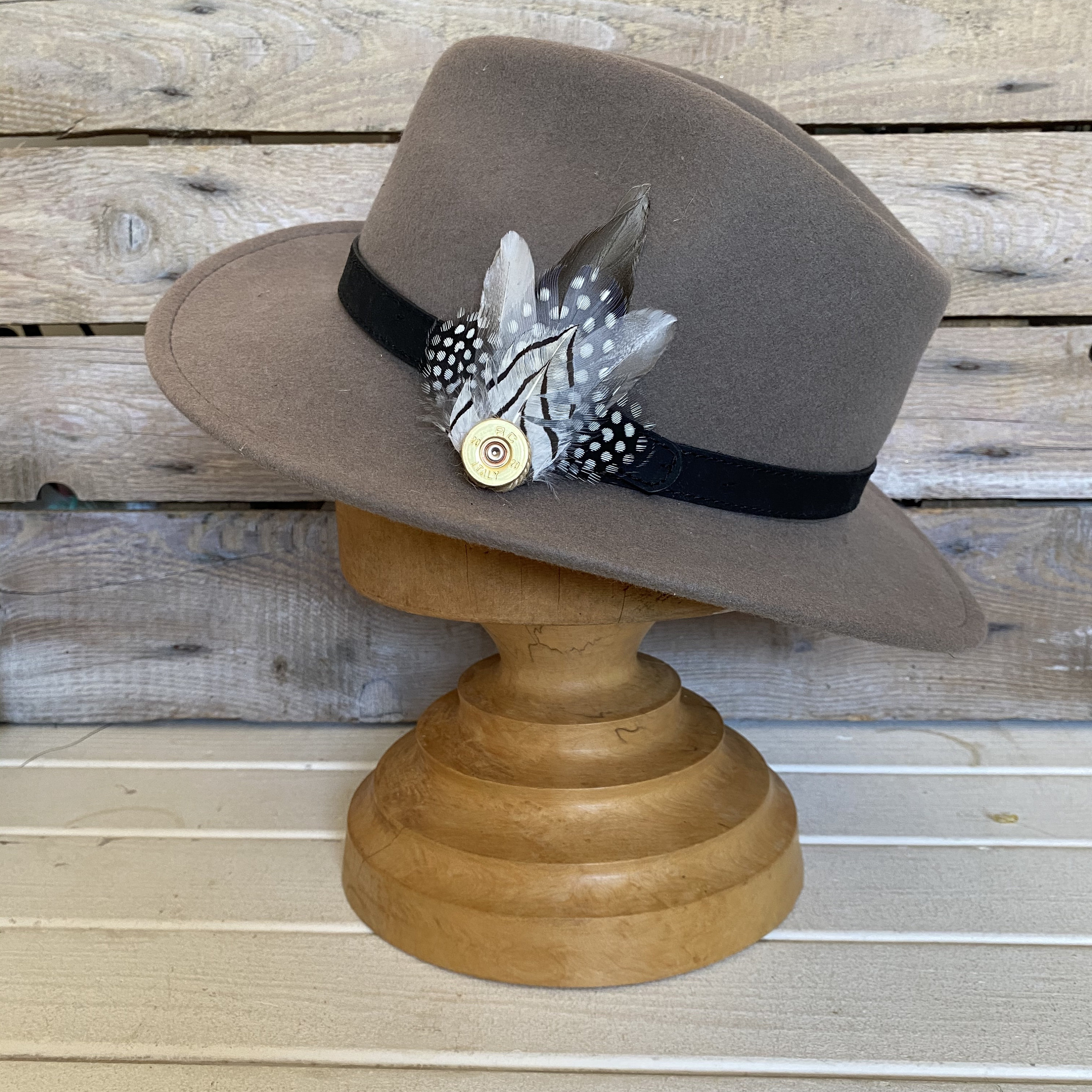 Cartridge and Feather Hat Pin or Brooch 