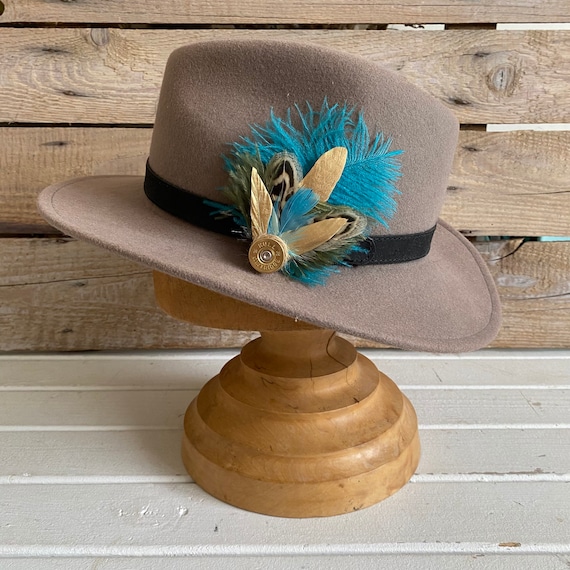 Cartridge and Feather Hat Pin or Brooch Real Feather Accessories Country  Apparel Fedora Hat Fashion 