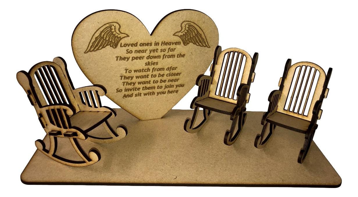 Loved Ones in Heaven 3D Memorial Plaque With 3 Empty Rocking Etsy UK