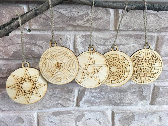 Set Of 5 Medium Size Yule Tree Winter Solstice Decorations Etsy